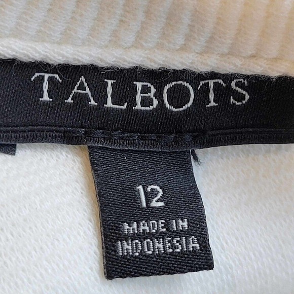 Talbots Dress Womens Size 12 Black White Stripe SS Cotton Stretch Peter Pan - Picture 5 of 7